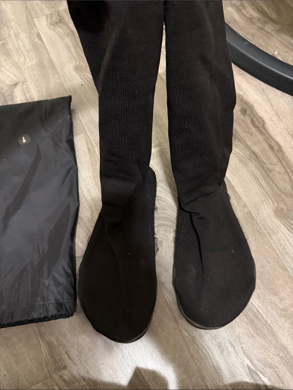 Yeezy Black Sock Boots - Stretch Knit Over-the-Knee Style
